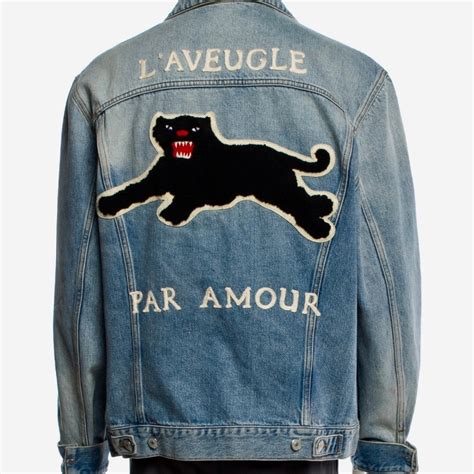 l'aveugle par amour gucci jacket xxx|GUCCI L'Aveugle Par Amour Denim Jacket Size: L .